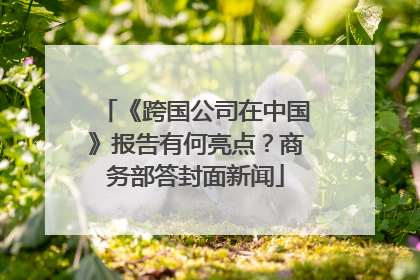 《跨国公司在中国》报告有何亮点？商务部答封面新闻