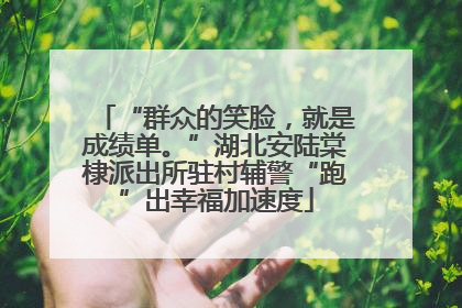 “群众的笑脸，就是成绩单。”湖北安陆棠棣派出所驻村辅警“跑”出幸福加速度