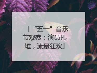 “五一”音乐节观察：演员扎堆，流量狂欢
