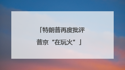 特朗普再度批评普京“在玩火”