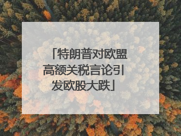 特朗普对欧盟高额关税言论引发欧股大跌