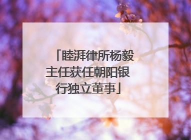 睦湃律所杨毅主任获任朝阳银行独立董事