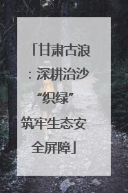 甘肃古浪：深耕治沙“织绿” 筑牢生态安全屏障
