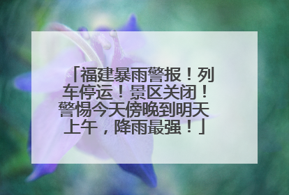 福建暴雨警报！列车停运！景区关闭！警惕今天傍晚到明天上午，降雨最强！