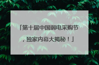 第十届中国弱电采购节，独家内幕大揭秘！