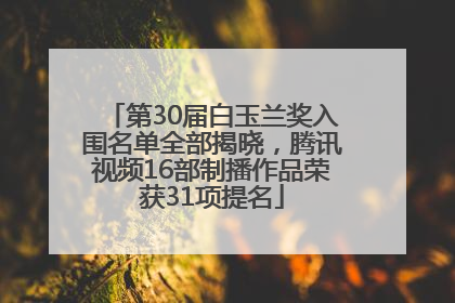 第30届白玉兰奖入围名单全部揭晓，腾讯视频16部制播作品荣获31项提名