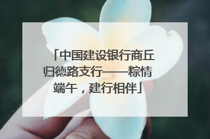 中国建设银行商丘归德路支行——粽情端午，建行相伴
