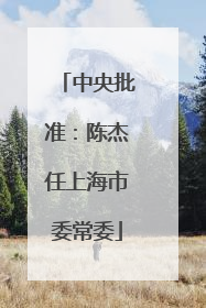 中央批准：陈杰任上海市委常委