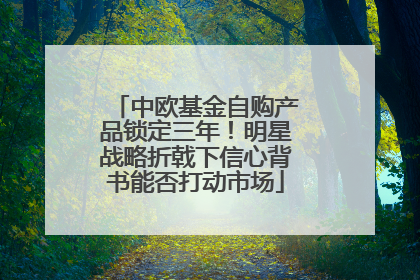 中欧基金自购产品锁定三年！明星战略折戟下信心背书能否打动市场