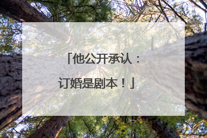 他公开承认：订婚是剧本！