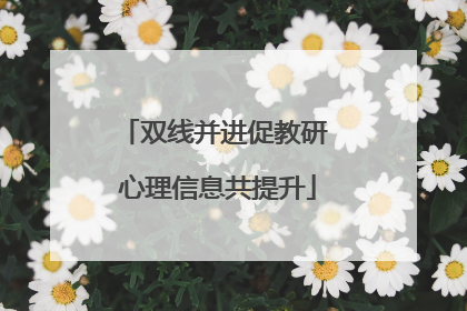 双线并进促教研 心理信息共提升