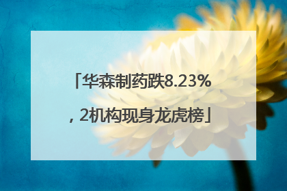 华森制药跌8.23%，2机构现身龙虎榜