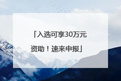 入选可享30万元资助！速来申报