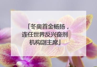 冬奥首金杨扬，连任世界反兴奋剂机构副主席