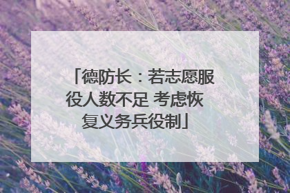 德防长：若志愿服役人数不足 考虑恢复义务兵役制