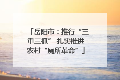 岳阳市：推行“三重三抓” 扎实推进农村“厕所革命”