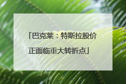 巴克莱：特斯拉股价正面临重大转折点