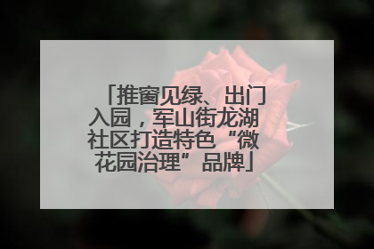 推窗见绿、出门入园，军山街龙湖社区打造特色“微花园治理”品牌