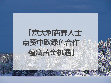 意大利商界人士点赞中欧绿色合作蕴藏黄金机遇