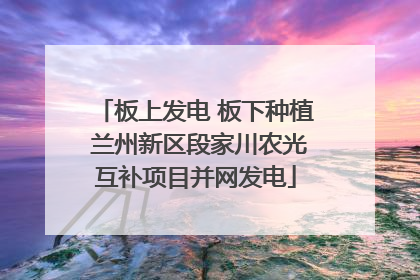 板上发电 板下种植 兰州新区段家川农光互补项目并网发电
