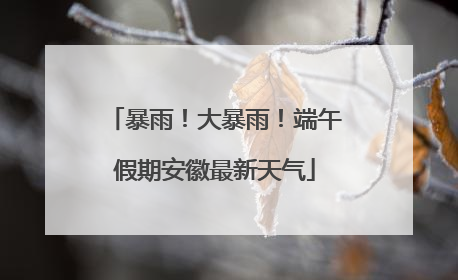 暴雨！大暴雨！端午假期安徽最新天气