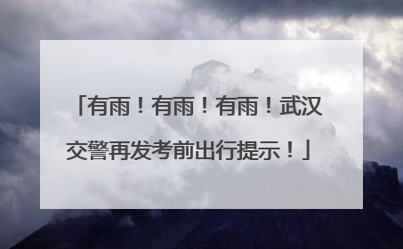 有雨！有雨！有雨！武汉交警再发考前出行提示！