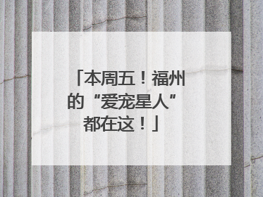 本周五！福州的“爱宠星人”都在这！