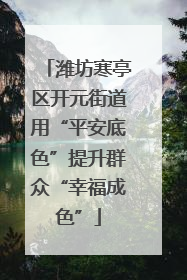 潍坊寒亭区开元街道用“平安底色”提升群众“幸福成色”