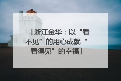 浙江金华：以“看不见”的用心成就“看得见”的幸福