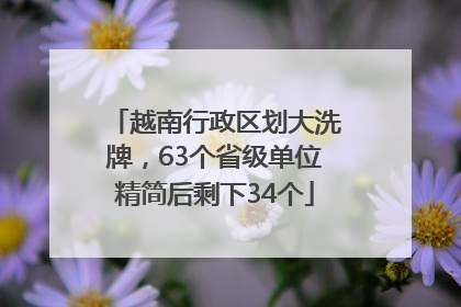 越南行政区划大洗牌，63个省级单位精简后剩下34个