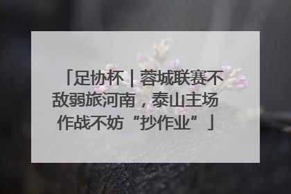 足协杯｜蓉城联赛不敌弱旅河南，泰山主场作战不妨“抄作业”