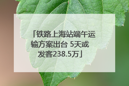 铁路上海站端午运输方案出台 5天或发客238.5万