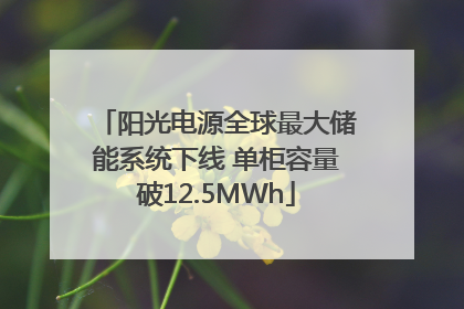 阳光电源全球最大储能系统下线 单柜容量破12.5MWh