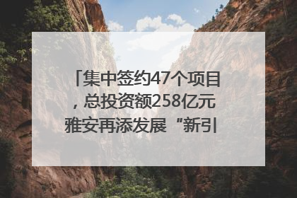 集中签约47个项目，总投资额258亿元 雅安再添发展“新引擎”｜数读西投