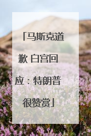 马斯克道歉 白宫回应：特朗普很赞赏