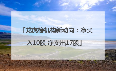 龙虎榜机构新动向：净买入10股 净卖出17股