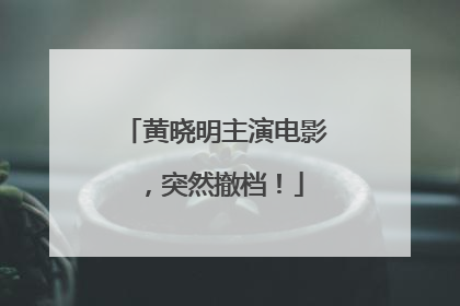 黄晓明主演电影，突然撤档！