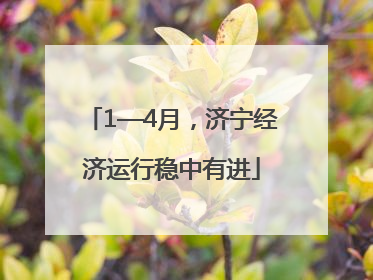 1—4月，济宁经济运行稳中有进