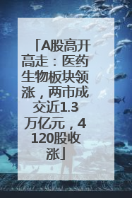 A股高开高走：医药生物板块领涨，两市成交近1.3万亿元，4120股收涨